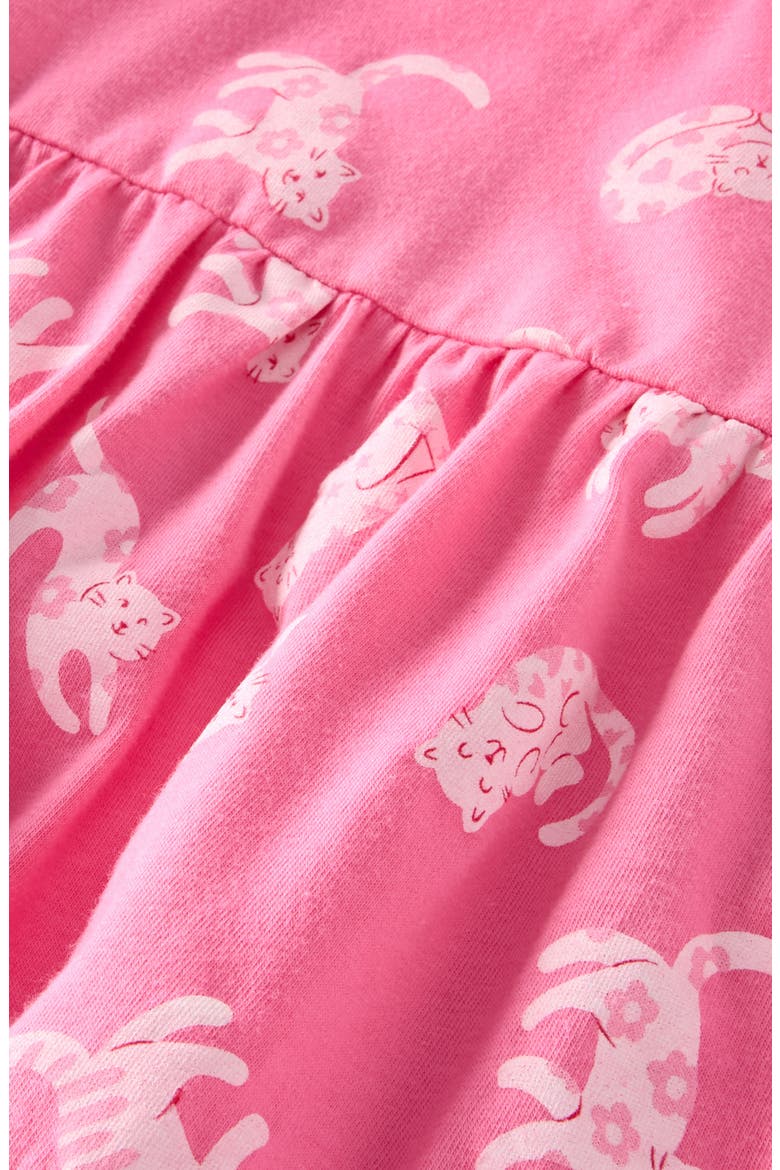 Kids' Short Sleeve Tiered Dress, Alternate, color, PINK COSMOS DOODLE CATS
