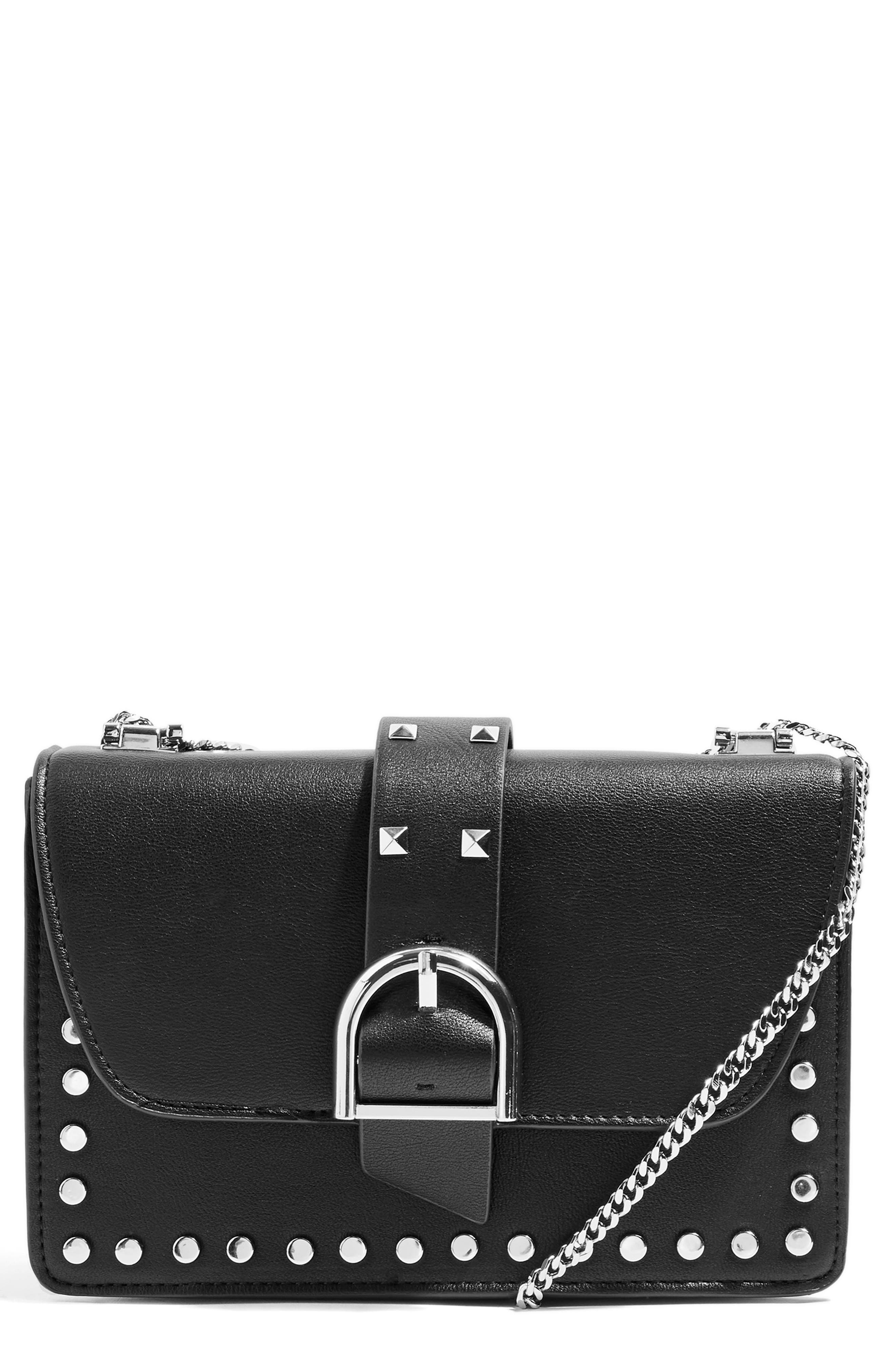 Topshop Buckle Faux Leather Crossbody Bag, Main, color, 