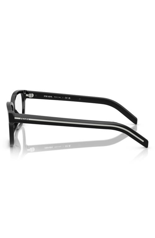 Prada 56mm Rectangular Optical Glasses In Black