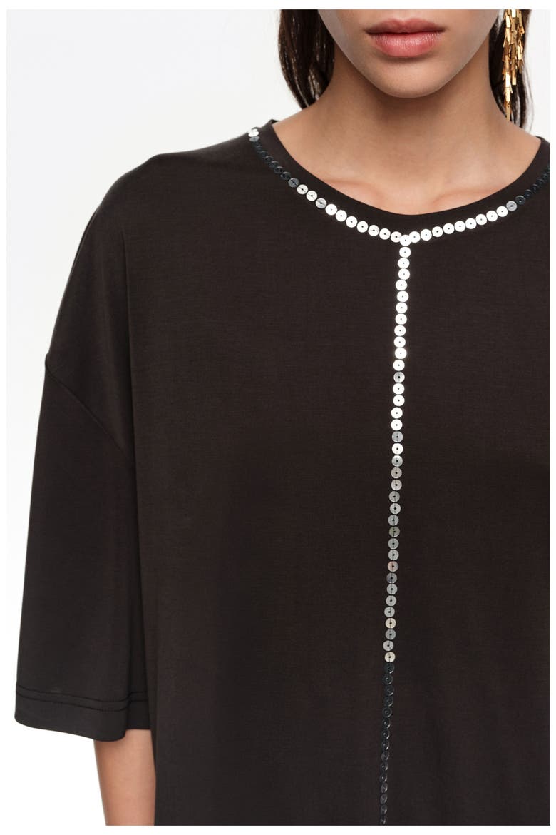 Faded Fluid T-Shirt With Sequins, Alternate, color, WASHED BLACK