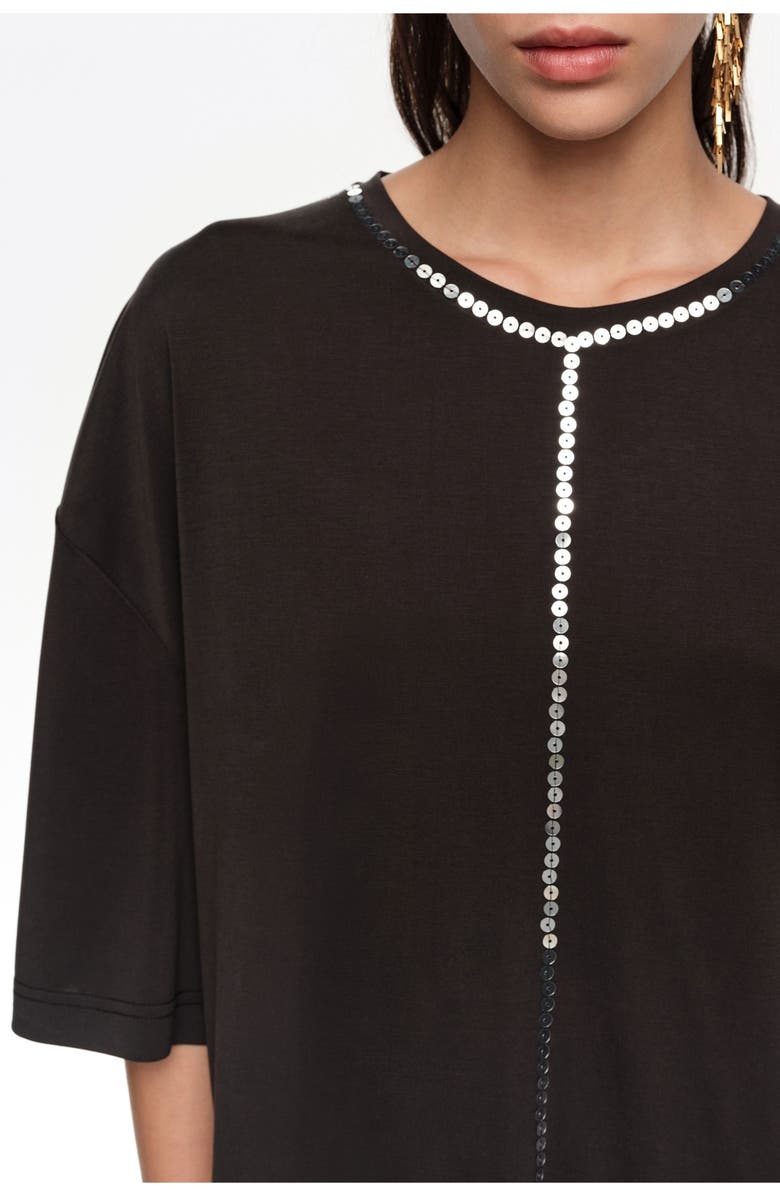 Bimba y Lola Faded Fluid T-Shirt With Sequins, Alternate, color, Washed Black