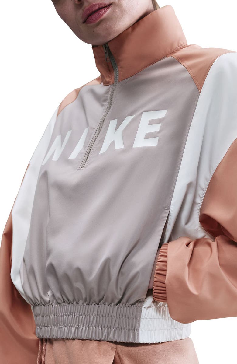 Nike Sportswear Woven Pullover Top, Alternate, color, College Grey/ Rose Gold/ Sail
