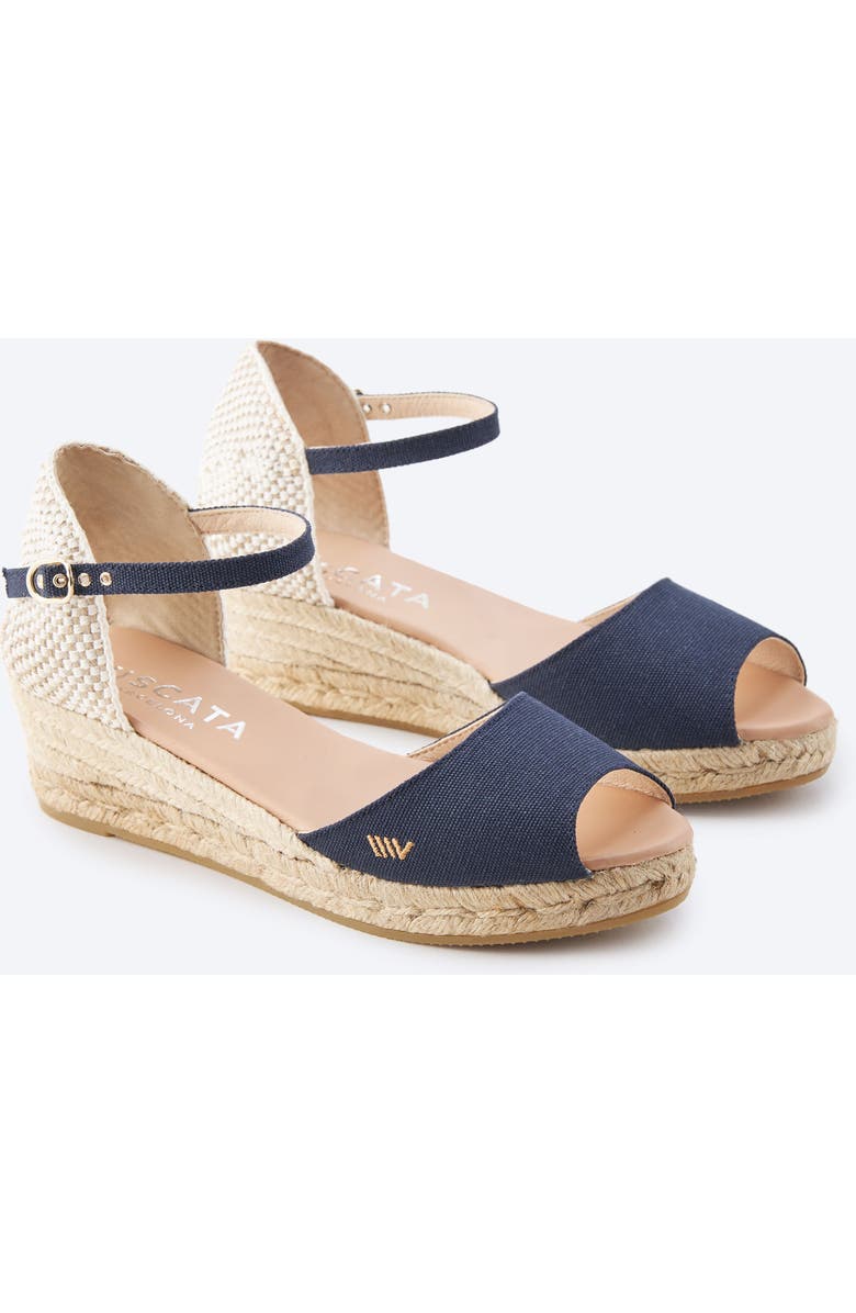 VISCATA Cavall Canvas Espadrille Sandal Wedges, Alternate, color, Navy Blue
