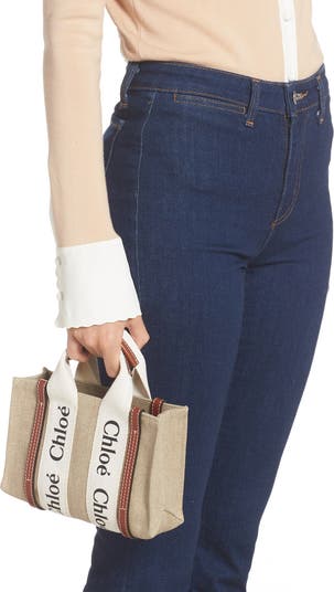 Chloé Mini Woody Logo Strap Canvas Tote | Nordstrom