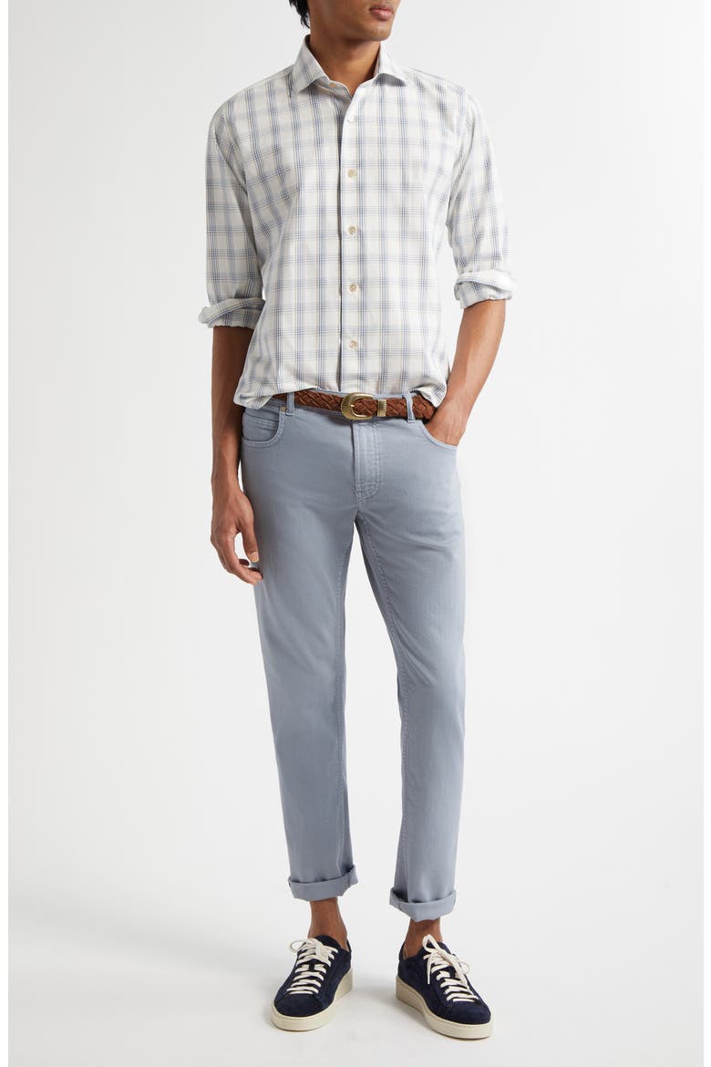 Dandy Plaid Cotton & Linen Button-Up Shirt, Alternate, color, DENIM