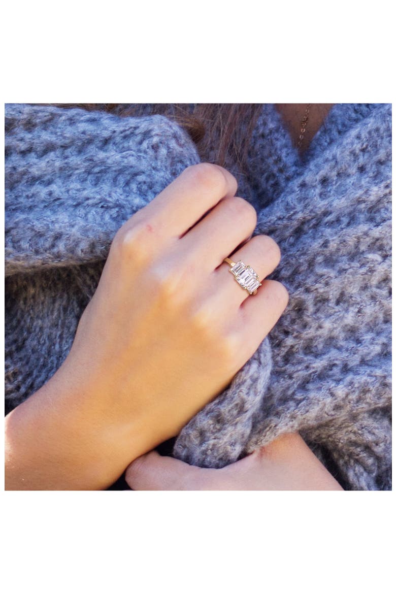 Emerald Cut Lab Created Moissanite Ring, Alternate, color, GOLD