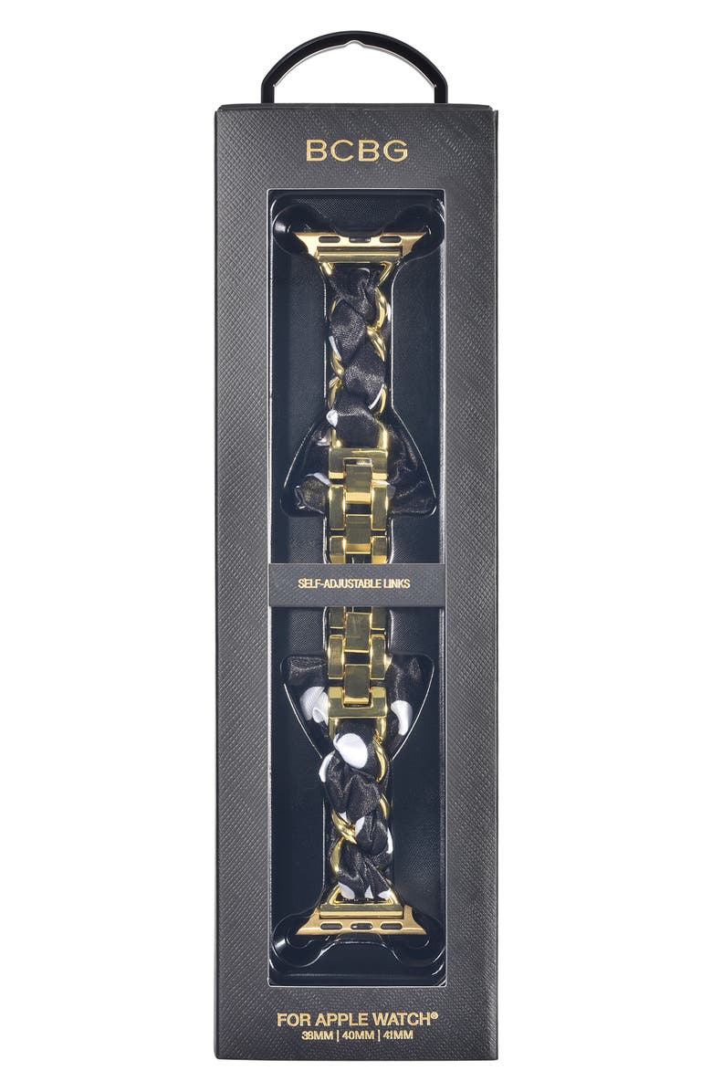 RItech Polka Dot Scarf & Chain Watch Band, Alternate, color, Black