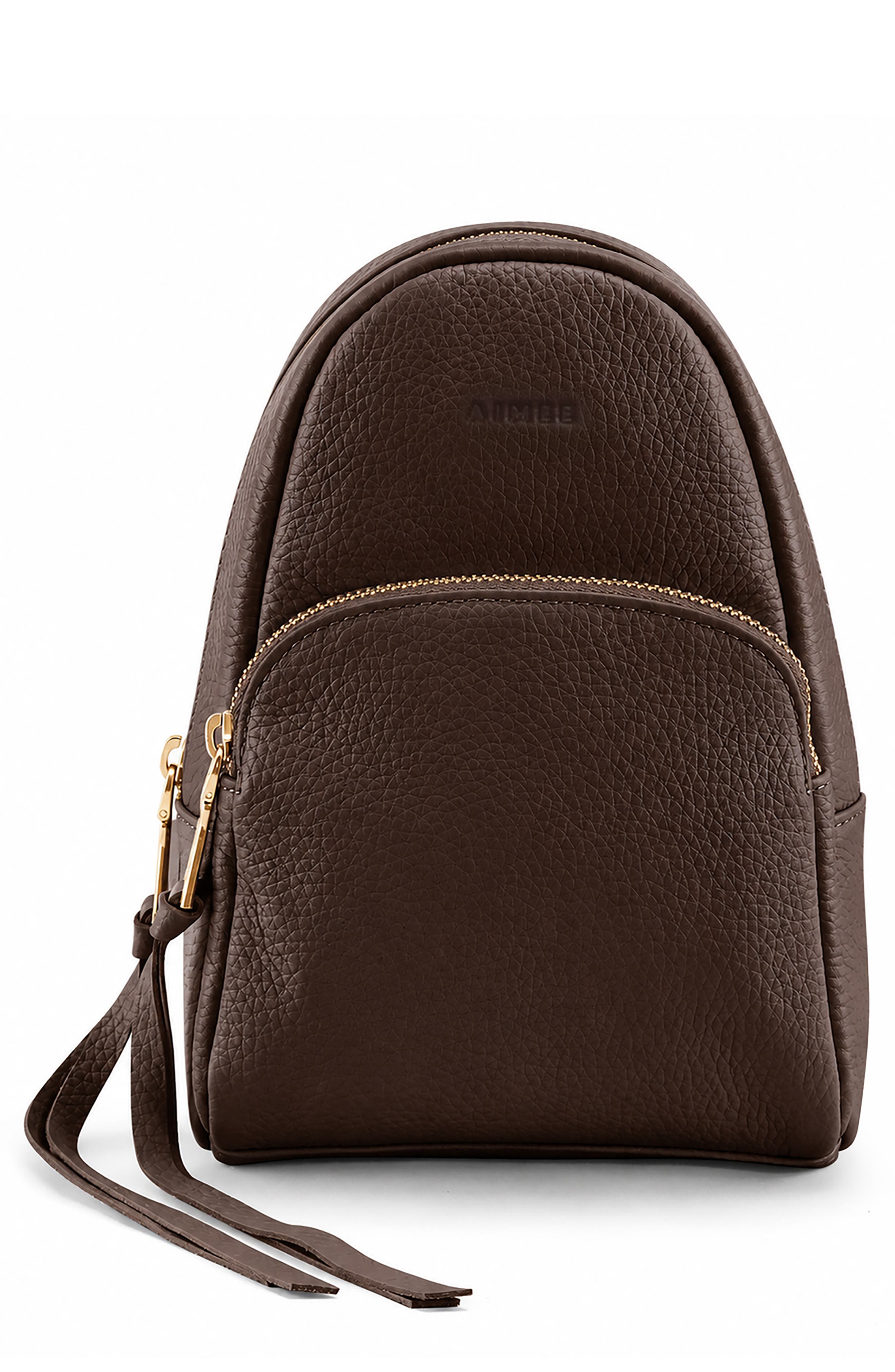 Breeze Leather Sling Bag, Main, color, FUDGE