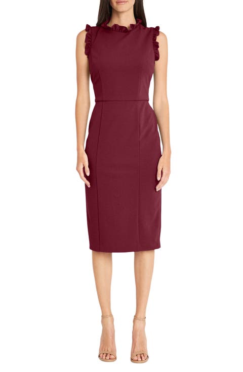 Ruffle Mock Neck Sheath Dress (Regular & Plus)
