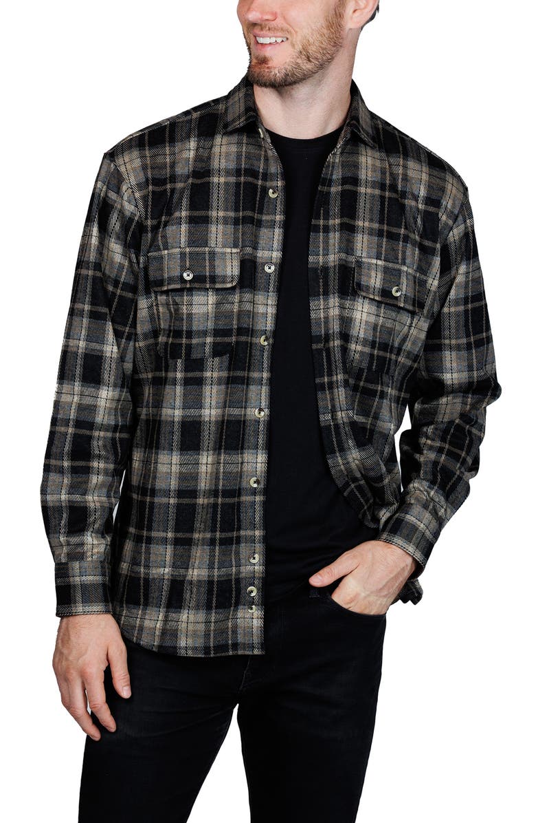 TailorByrd Plaid Button-Up Shirt, Alternate, color, Black