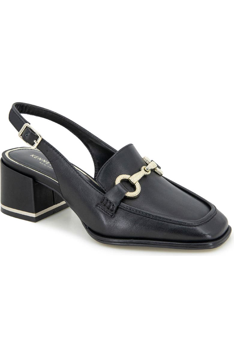 Kenneth Cole Elina Slingback Bit Loafer Pump, Main, color, Black Leather