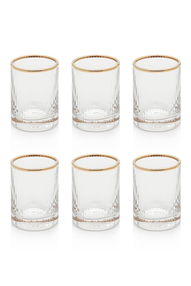 Set of 6 Optic Shot Glasses, Main, color, CLEAR/ GOLD