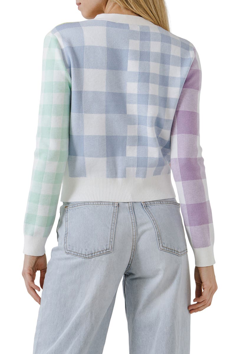 English Factory Gingham Check Cardigan, Alternate, color, 