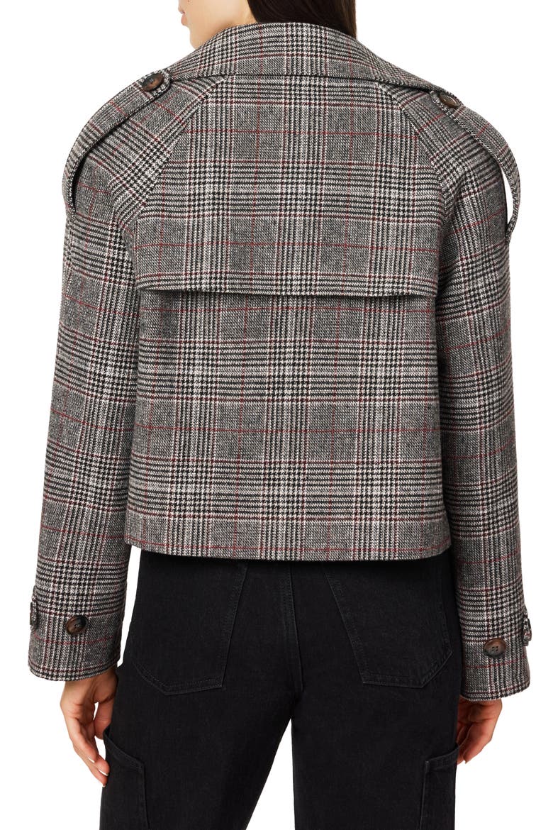 Plaid Double Breasted Cropped Jacket, Alternate, color, GREY PLAID