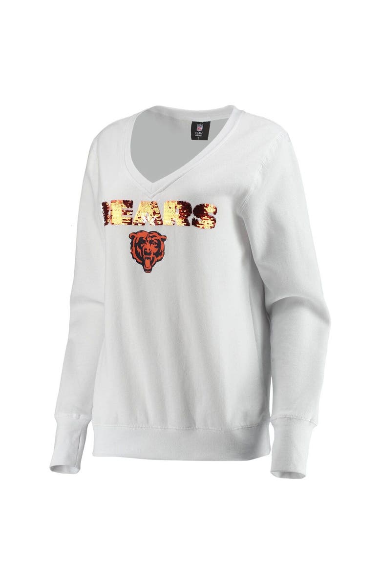 CUCE Women's Cuce White Chicago Bears Victory V-Neck Pullover Sweatshirt, Alternate, color, 