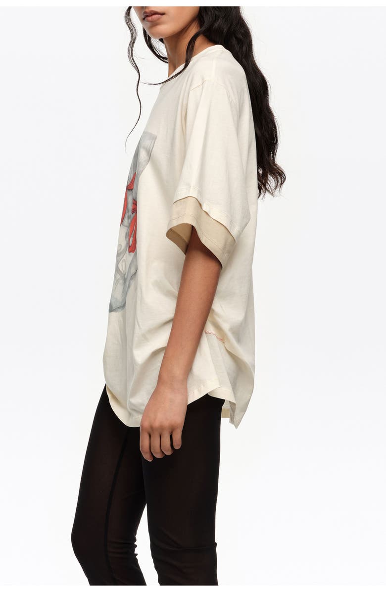 Bimba y Lola Ballerinas Logo Ruched T-Shirt, Alternate, color, Vanilla