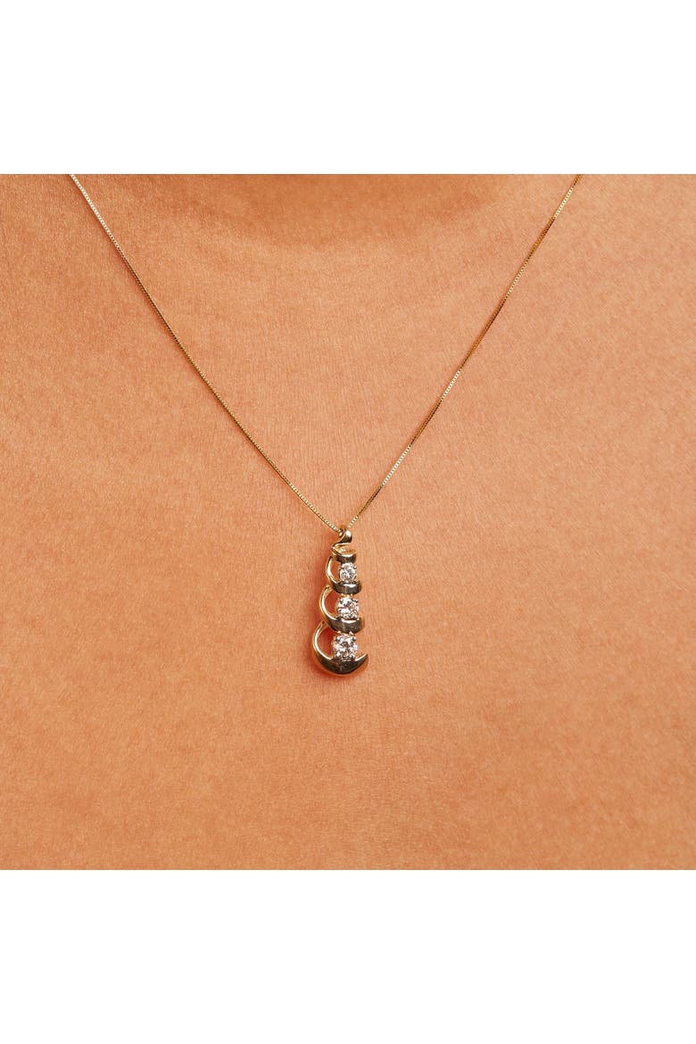 10k Yellow Gold 1/4 Cttw Diamond 3 Stone Swirl and Drop Pendant Necklace, Alternate, color, Yellow Gold