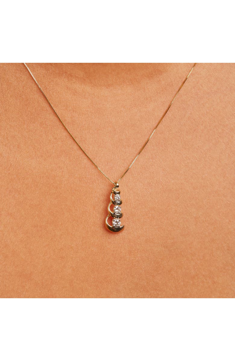Haus of Brilliance 10k Yellow Gold 1/4 Cttw Diamond 3 Stone Swirl and Drop Pendant Necklace, Alternate, color, Yellow Gold