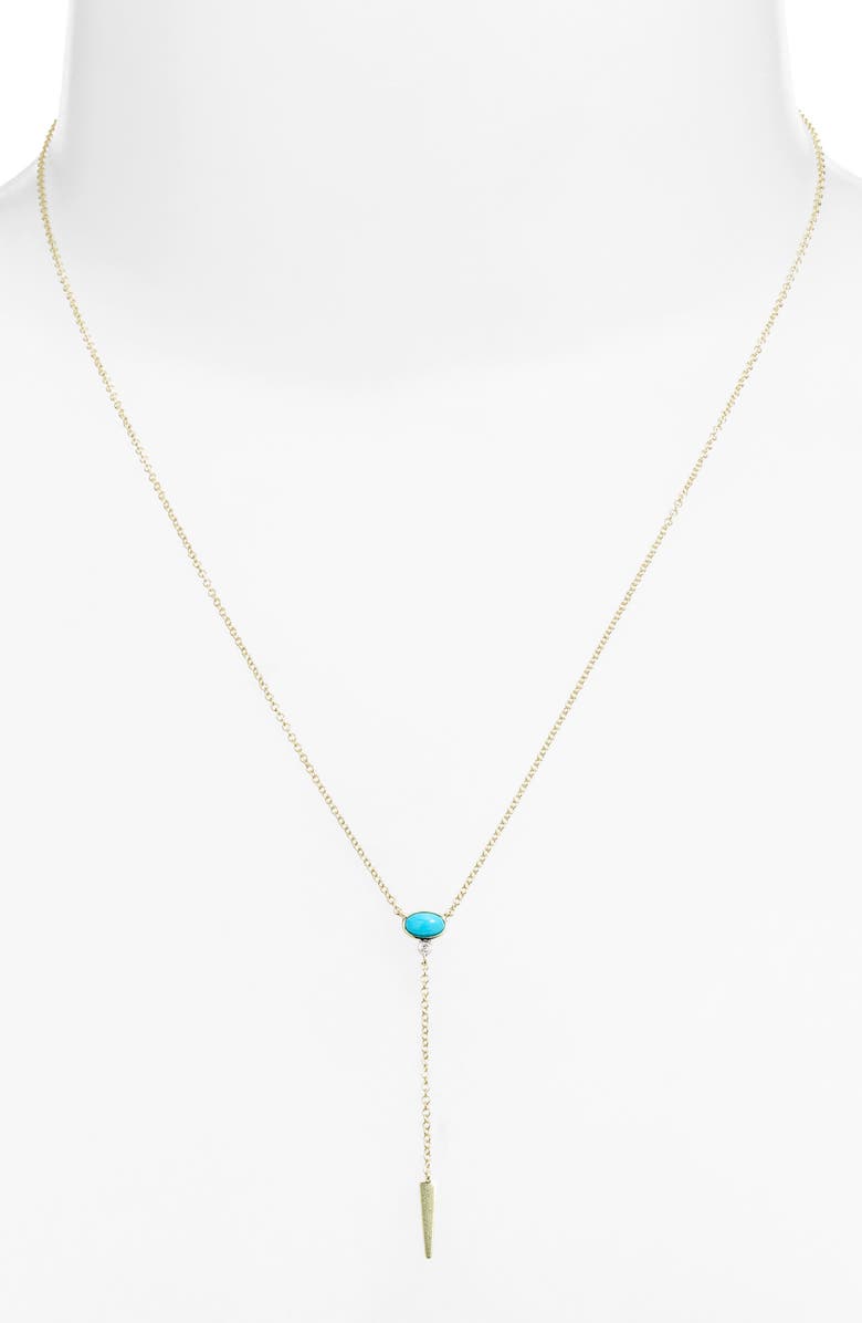 Meira T Turquoise & Diamond Y-Necklace, Alternate, color, Turquoise