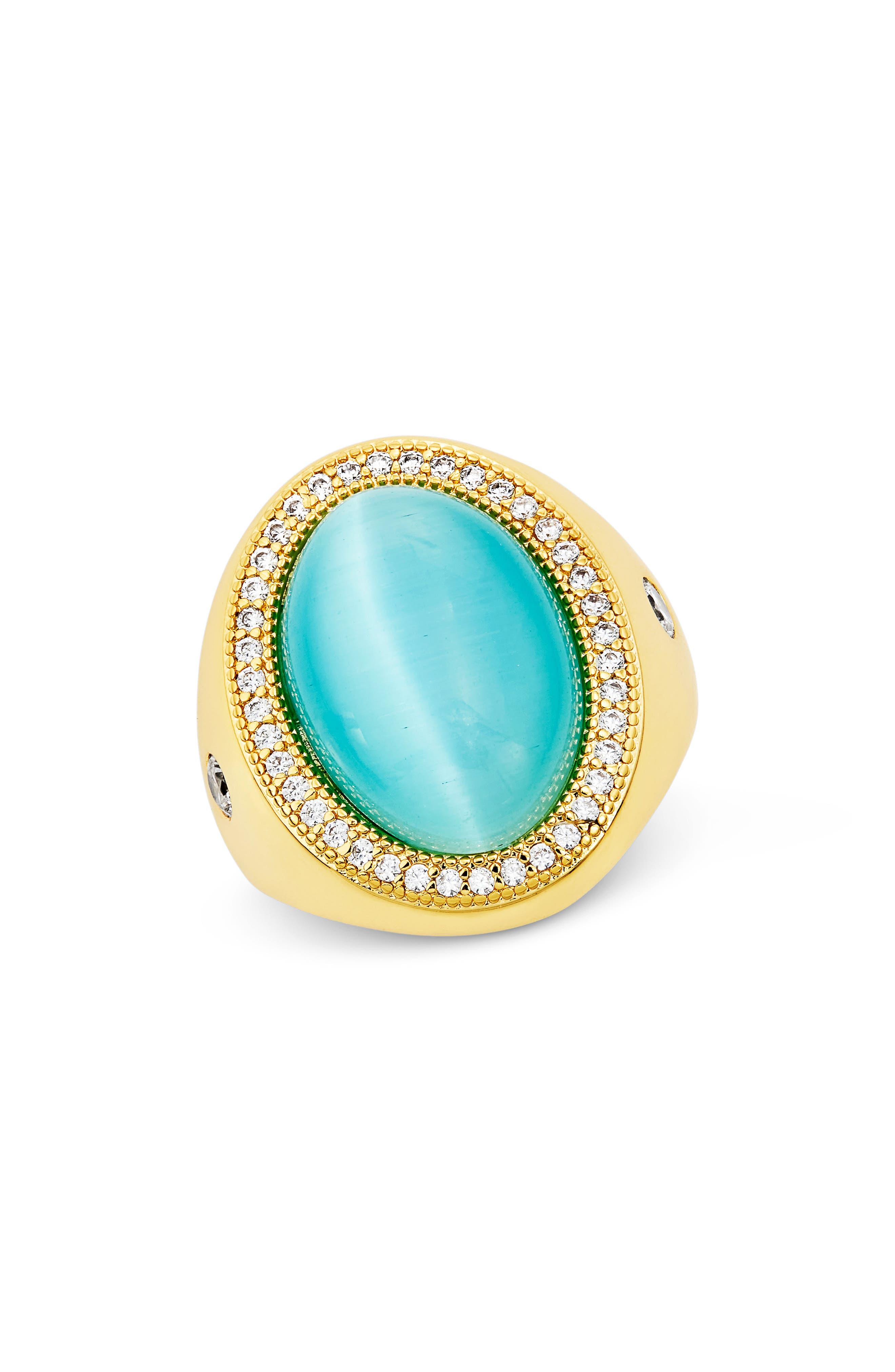 Cat's Eye Glass Statement Ring