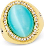 SAVVY CIE JEWELS Cat's Eye Glass Statement Ring