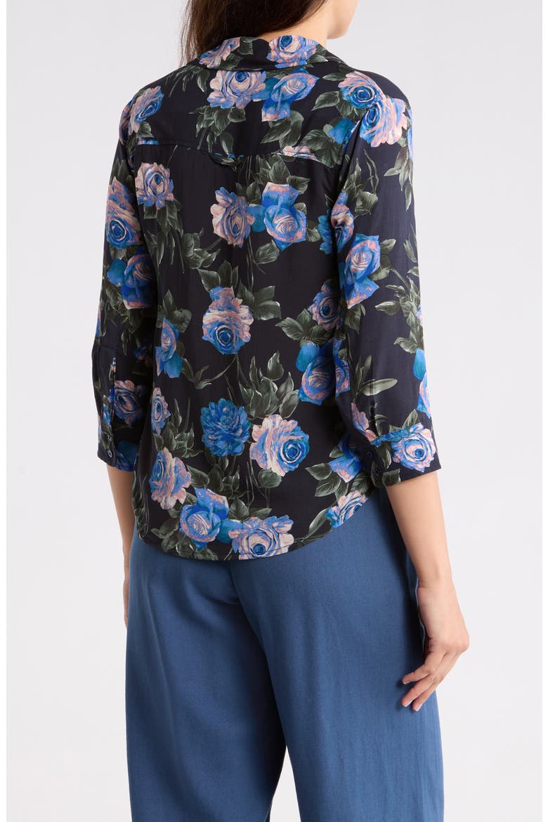 Floral Button-Up Shirt, Alternate, color, MIGNIGHT ROSE PRINT