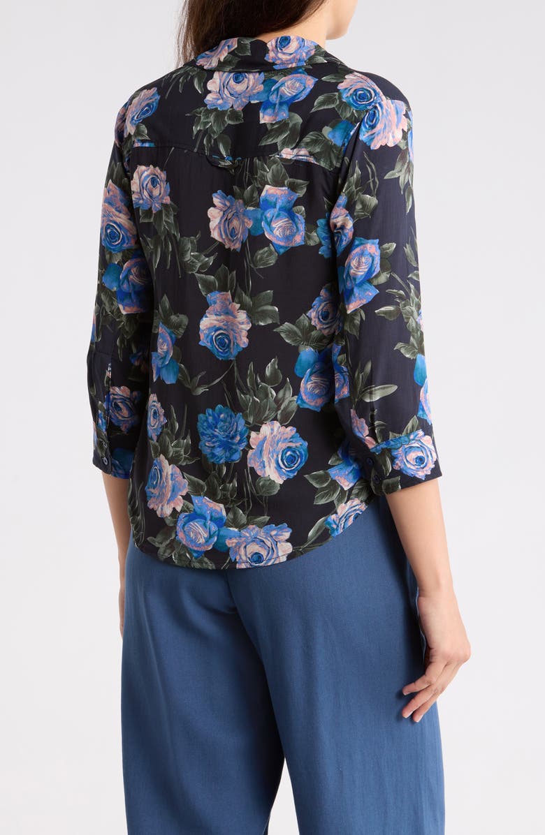 T Tahari Floral Button-Up Shirt, Alternate, color, Mignight Rose Print