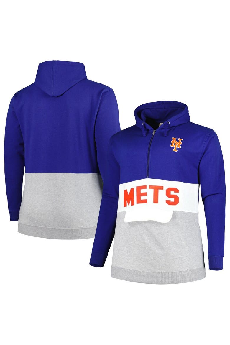 Men's Royal/White New York Mets Big & Tall Fleece Half-Zip Hoodie, Main, color, Royal