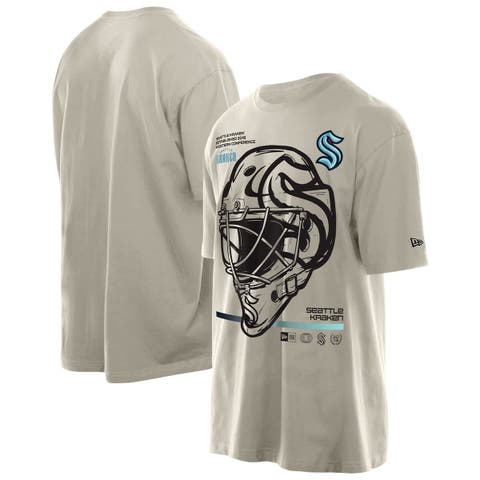 Men's New Era Tan Seattle Kraken Goalie Mask T-Shirt