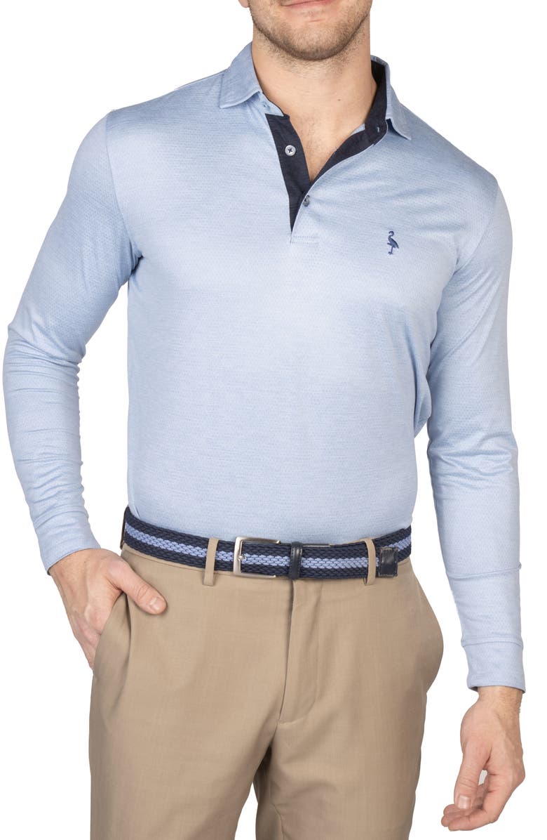TailorByrd Long Sleeve Performance Knit Polo, Alternate, color, Blue
