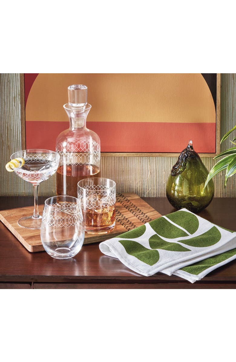 tag Fitz Etched Double Old Fashioned Glass Clear Glass 13 oz 3.25x3.25x4 in, Alternate, color, Clear