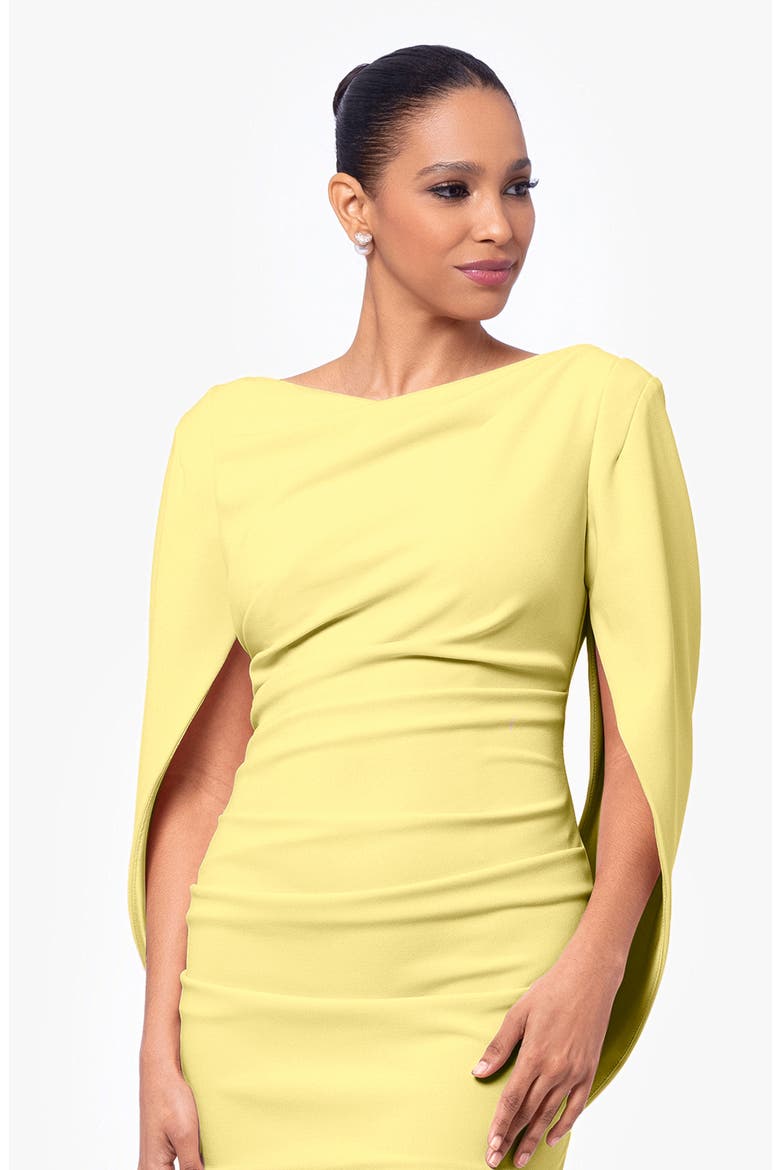 Drape Back Scuba Crepe Cocktail Dress, Alternate, color, LEMON