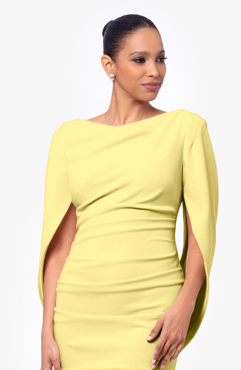 Betsy & Adam Drape Back Scuba Crepe Cocktail Dress, Alternate, color, Lemon