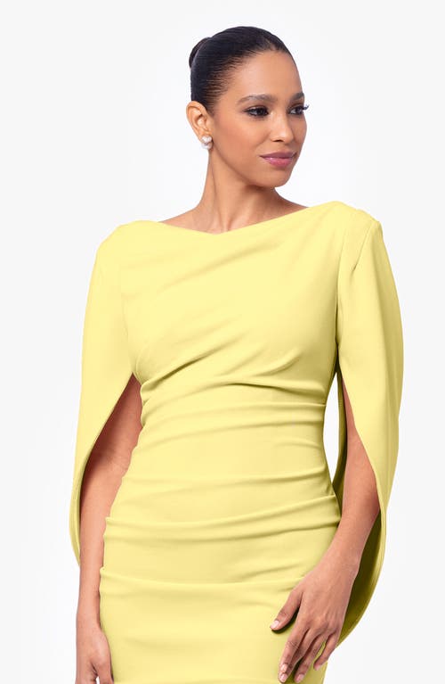 Betsy & Adam Drape Back Scuba Crepe Cocktail Dress In Lemon