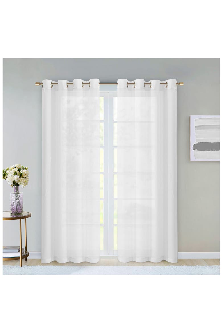 Set of 2 Sheer Curtain Panels, Main, color, WHITE