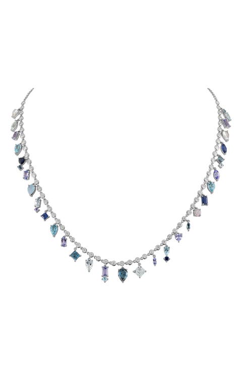 14k Gold Multi Sapphire Collar Necklace