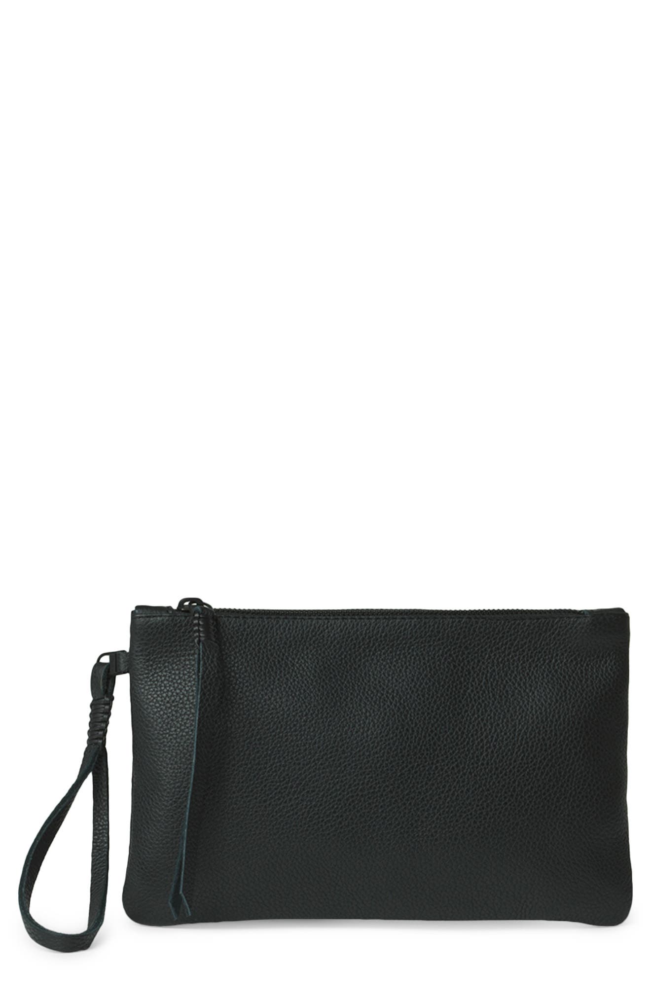Callista Slim Grained Leather Wristlet, Main, color, 