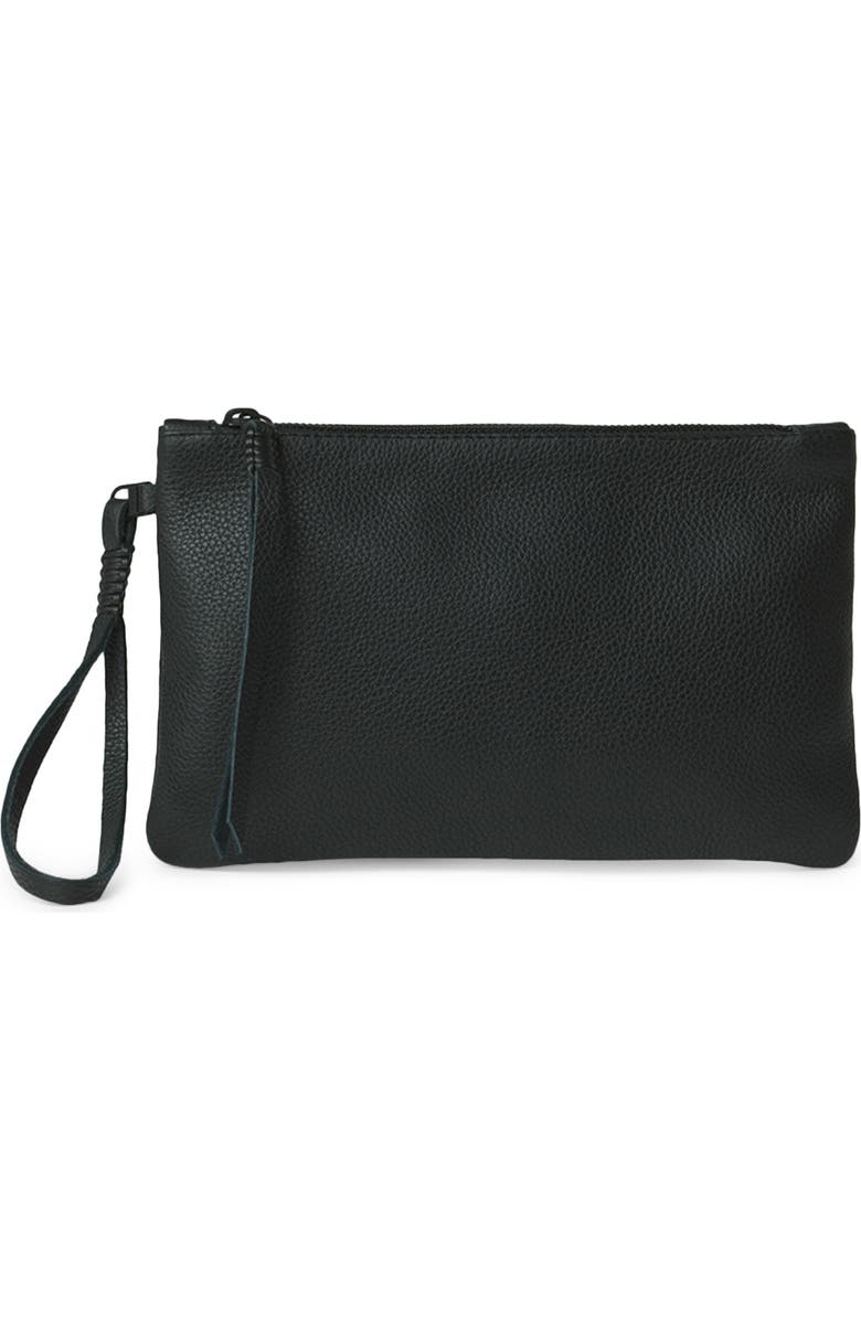 Callista Slim Grained Leather Wristlet, Main, color,