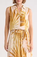Joie Palm Print Sleeveless Button-Up Top