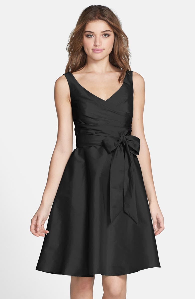 Alfred Sung Peau de Soie Fit & Flare Dress, Main, color, 