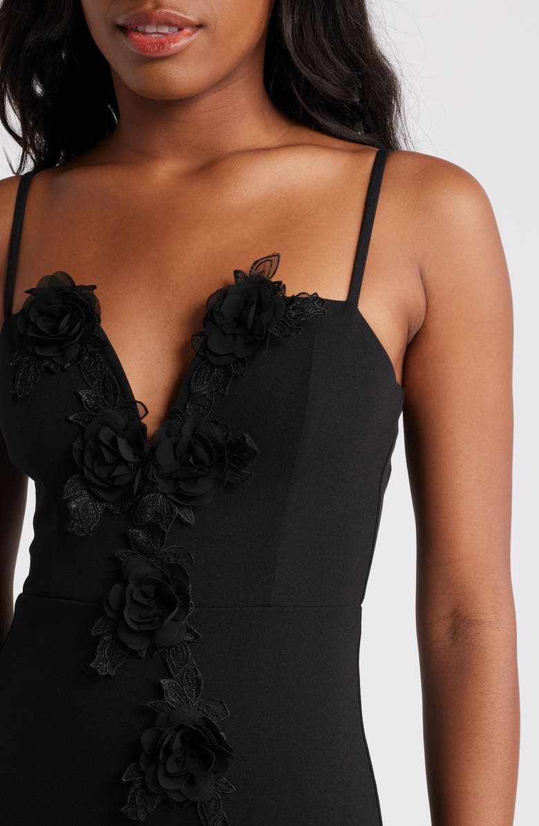 Lulus 3D Floral Appliqué Stretch Cocktail Dress, Alternate, color, 