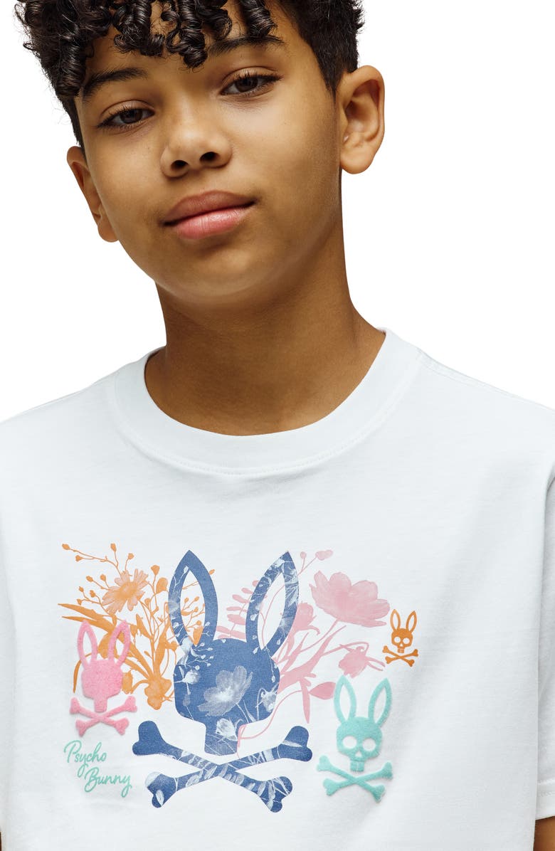 Psycho Bunny Kids' Santino Pima Cotton Graphic T-Shirt, Alternate, color, White