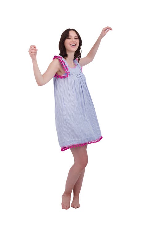 Mer St. Barth Dress Sea Stripe Embroidery In Blue