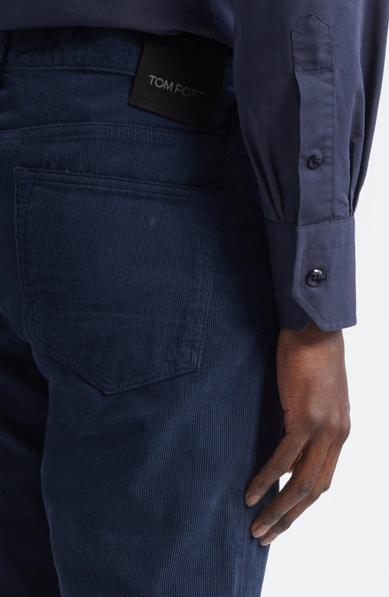 TOM FORD Microcorduroy Slim Fit Five-Pocket Pants, Alternate, color, Hb825 Navy