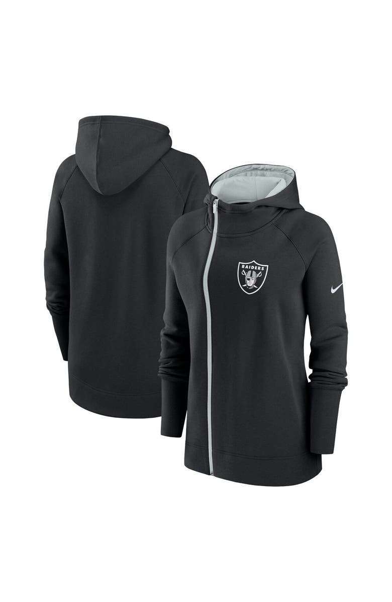 Nike Women's Nike  Black Las Vegas Raiders Asymmetrical Raglan Full-Zip Hoodie, Main, color, Black