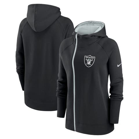 Women's Nike  Black Las Vegas Raiders Asymmetrical Raglan Full-Zip Hoodie