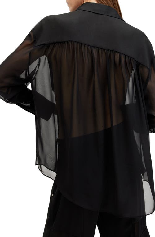 Shop Allsaints Jody Sheer Button-up Shirt In Black