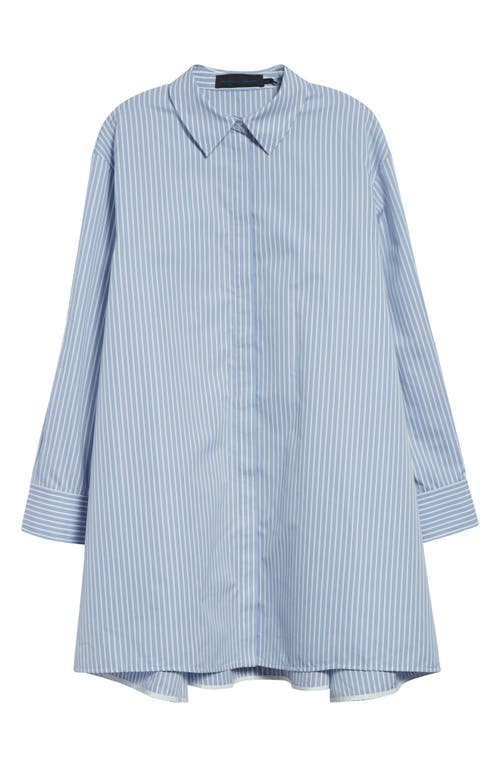 Proenza Schouler Isla Striped Cotton-silk Poplin Cape Mini Shirtdress In Pale Blue Multi