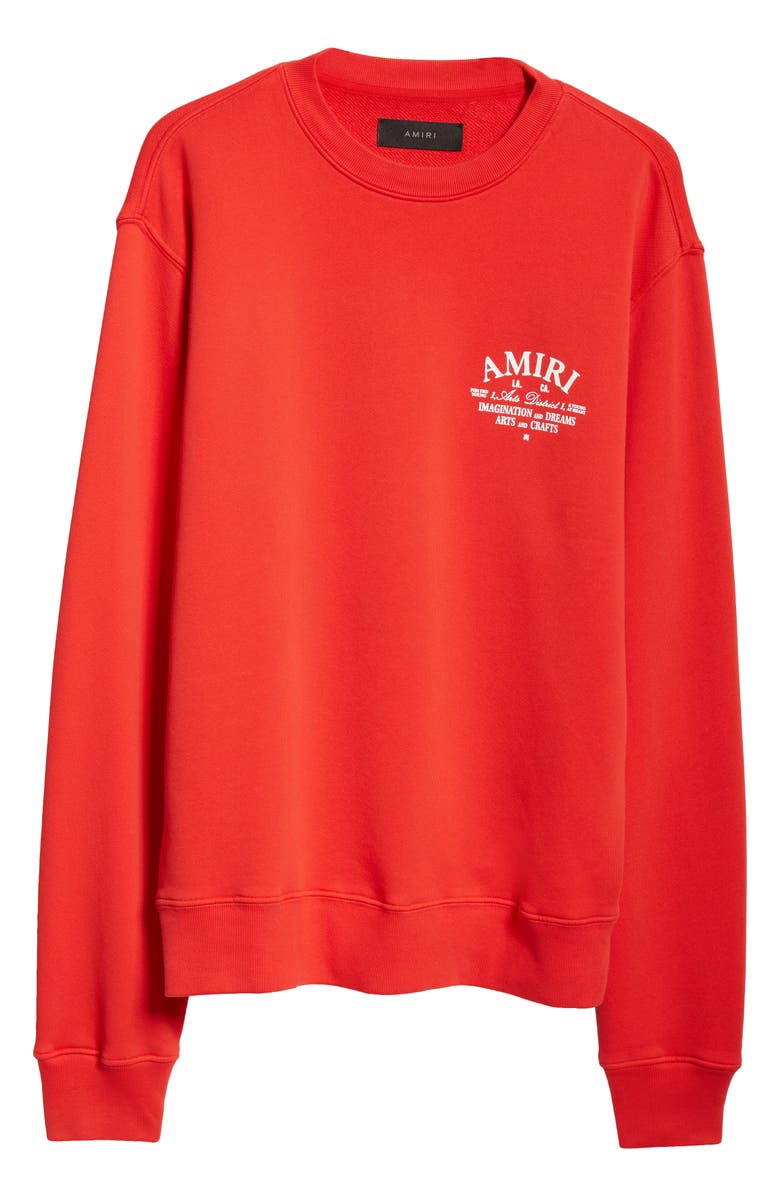 AMIRI Arts District Cotton Crewneck Graphic Sweatshirt, Alternate, color, Red