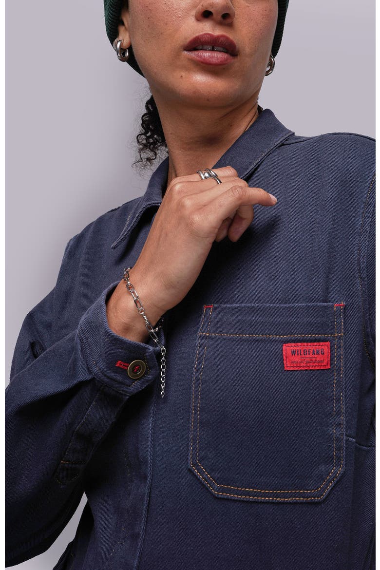 The Essential Denim Long Sleeve High Waisted Coverall, Alternate, color, NAVY